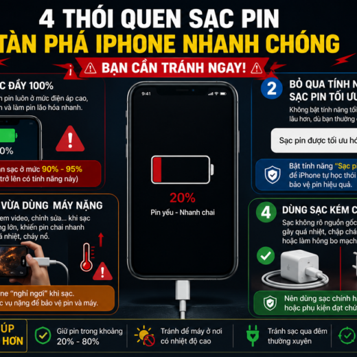 Sai Lầm Khi Sạc Pin iPhone: 4 Thói Quen Cần Tránh Để Kéo Dài Tuổi Thọ