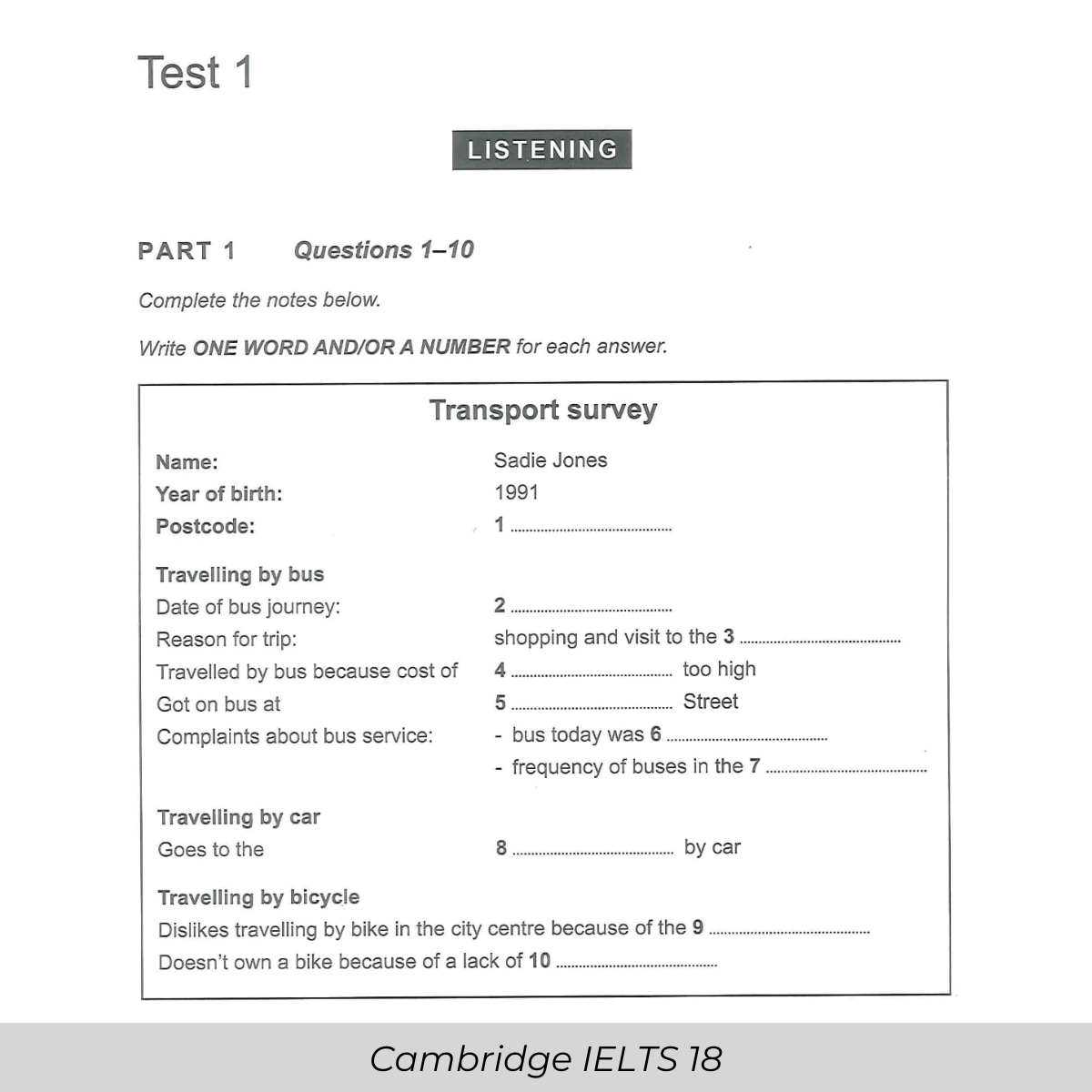 Bài Thi Nghe – Cambridge IELTS 18